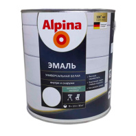 Эмаль акрил. Alpina Эмаль универс. белая шелковисто-матовая 2,5л/2,95кг